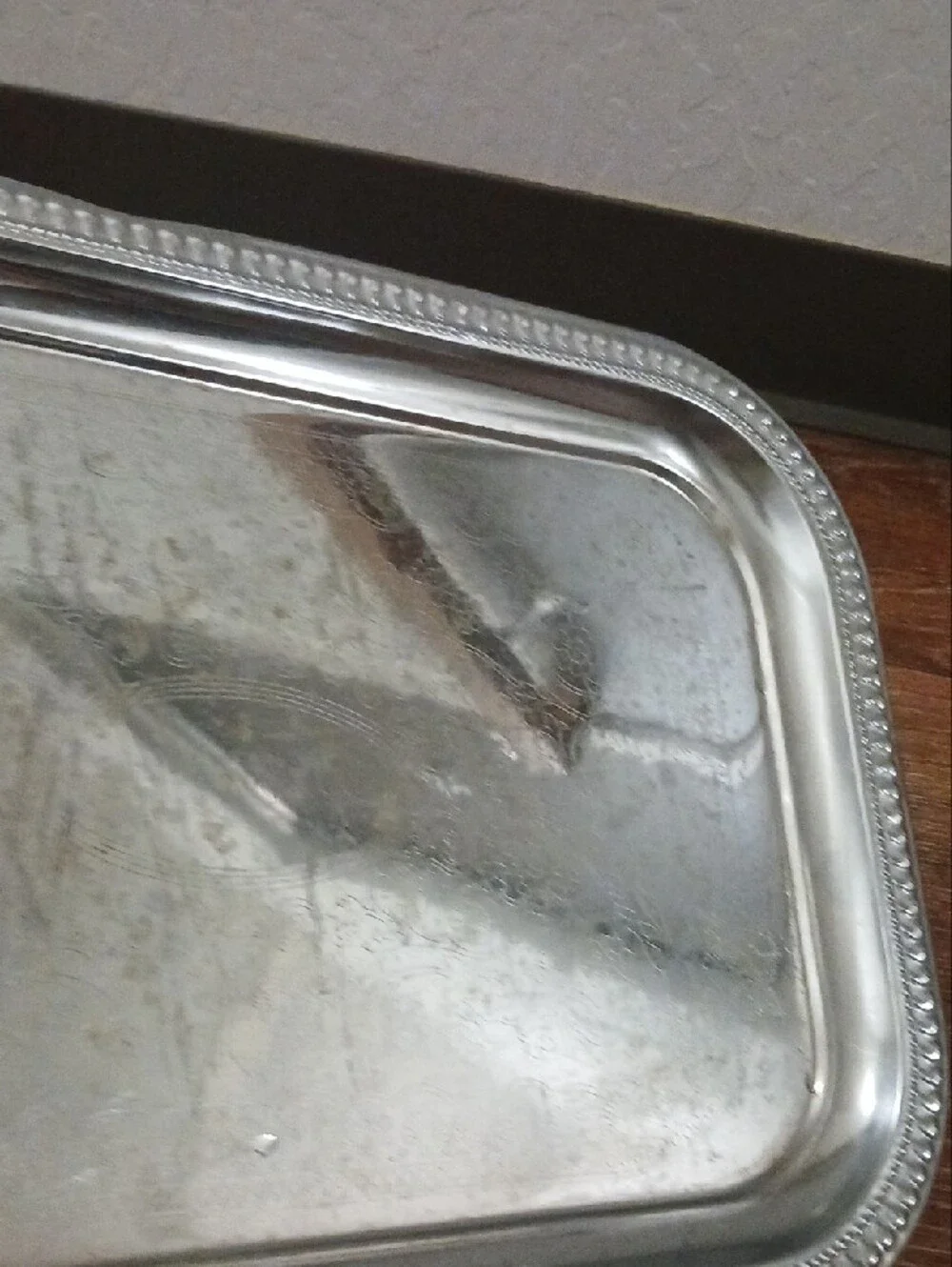 Metal Serving Tray - Silver Decorative Home Bath Tray